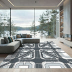 Industrial Gray Geometric Urban Street Grid Rug
