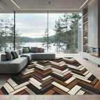 Rustic Wood Grain Herringbone Rug