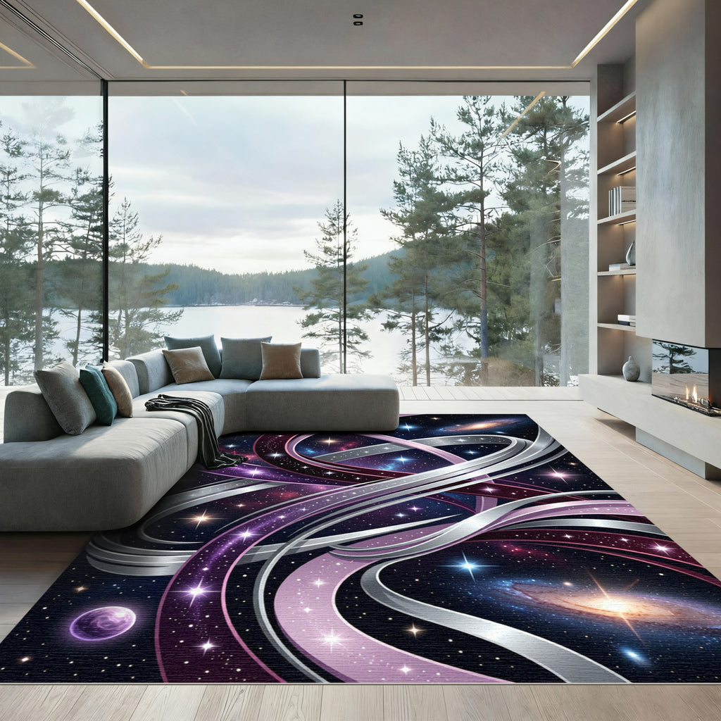 Cosmic Interstellar Galaxy Swirl Abstract Rug