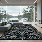 Ornate Silver Acanthus Scroll Rug