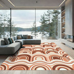 Earthy Terracotta Layered Arch Wave Rug