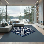 Metallic Silver Isometric Geometric Hexagonal Art Rug