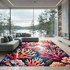Vibrant Coral Reef Underwater Illustration Rug
