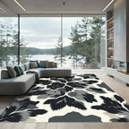 Monochromatic Feathered Floral Bloom Rug