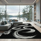 Monochromatic Brushstroke Swirls Rug
