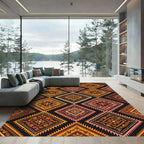 Orange Peach Diamond Tribal Rug