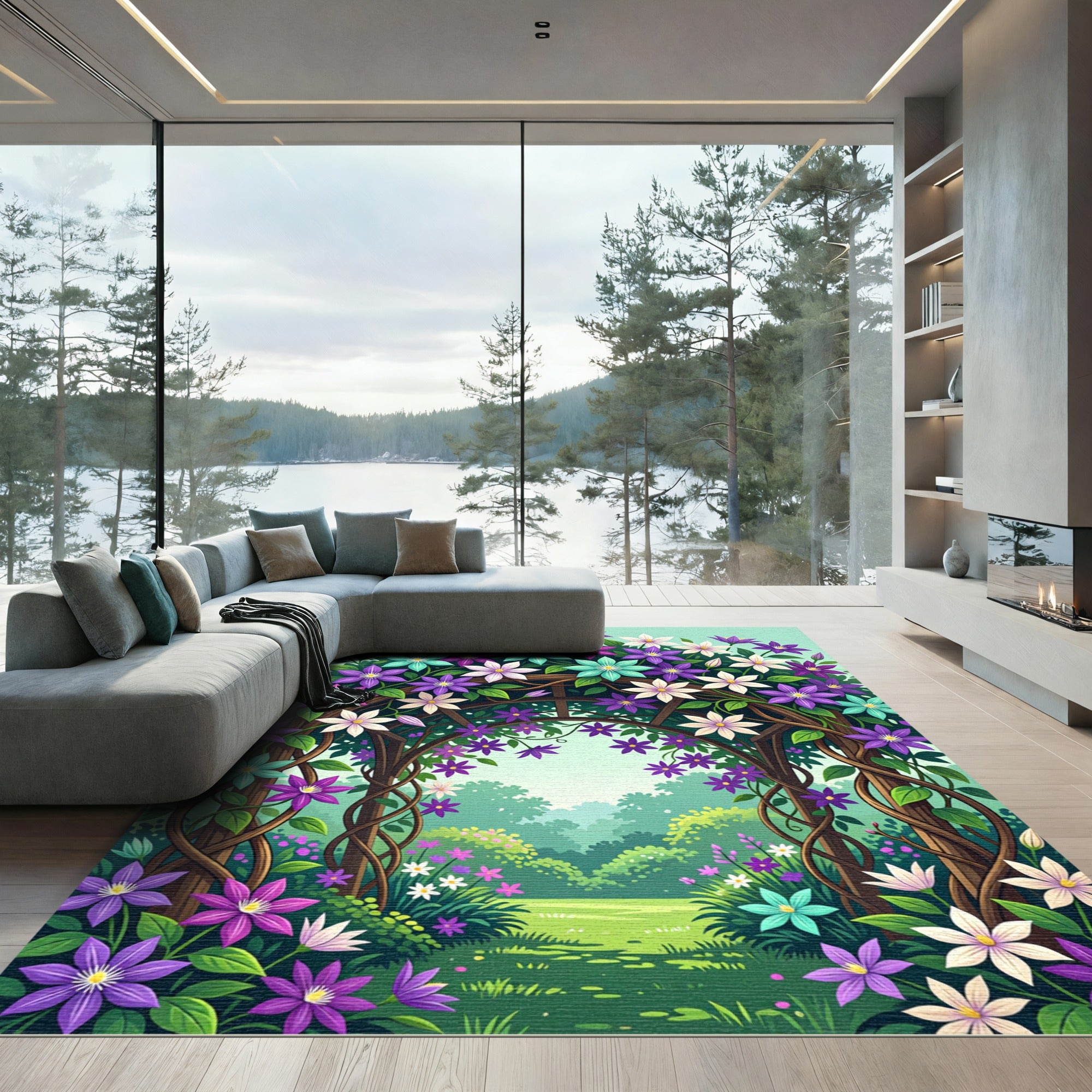 Whimsical Garden Arch Flower Bloom Rug
