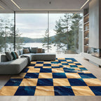 Coastal Checkerboard Ocean Wave Rug