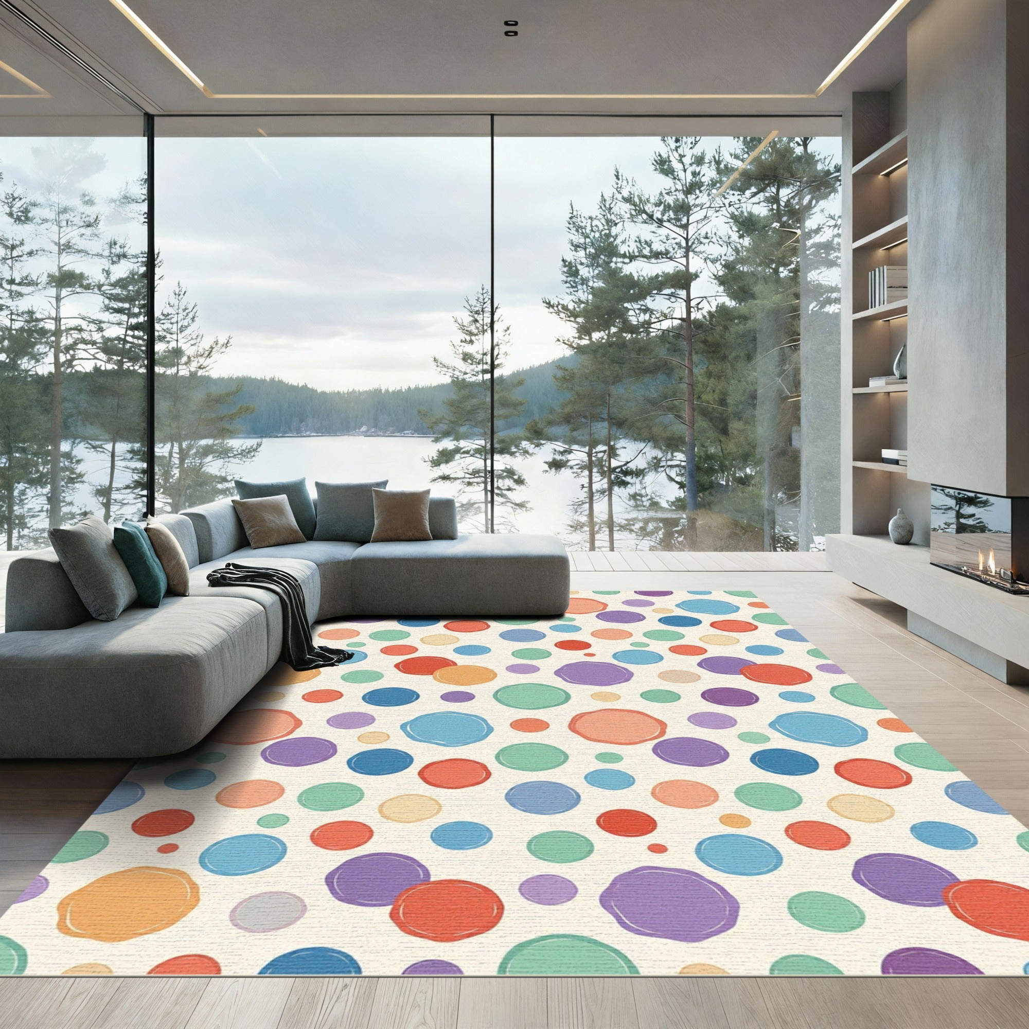 Playful Multicolored Speckled Polka Dot Rug