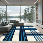 Vivid Blue Plaid Lines Rug