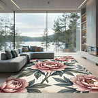 Blush Pink Peony Botanical Arrangement Rug