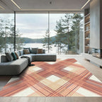 Coral Red Intersecting Diagonal Weave Rug