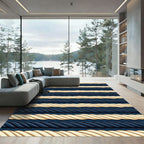 Navy and Cream Nautical Rope Stripe Rug