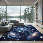 Vibrant Blue Swirl Galaxy Art Rug