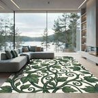 Lush Emerald Foliage Scrolling Vine Tapestry Rug