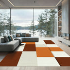 Minimalist Earthy Tone Geometric Block Abstract Rug