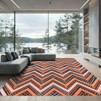 Modern Peach and Blush Chevron Grid Rug