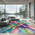 Colorful Feather Explosion Splatter Rug