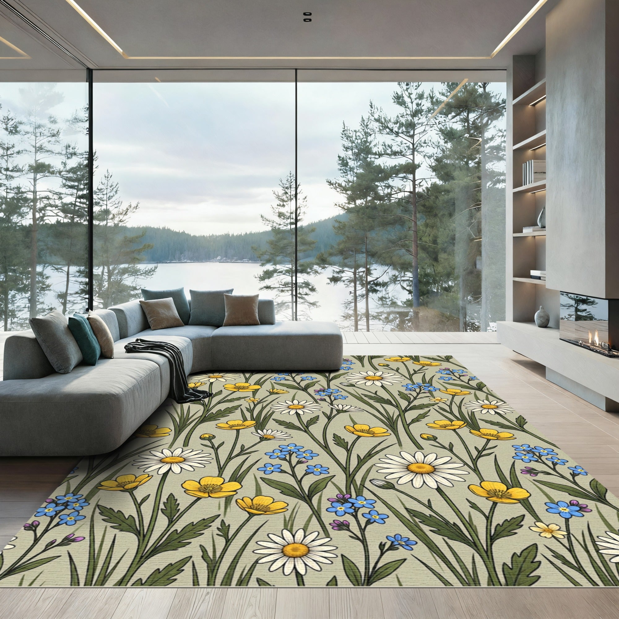 Meadow Daisies Forget Me Nots Buttercups Rug