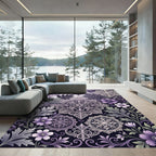 Elegant Purple Floral Lace Medallion Rug