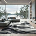 Monochromatic Ink Wash Cloud Swirls Rug