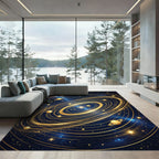 Golden Celestial Planetary Orbit Rug
