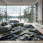 Industrial Smoke Black Splatter Rug