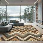 Earthy Chevron Wave Textured Rug
