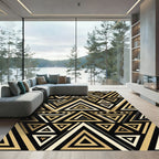 Gold and Black Geometric Triangle Rug