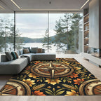 Antique Compass Floral Boho Meadow Rug