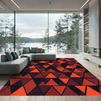 Crimson Red Triangles Geometric Composition Rug