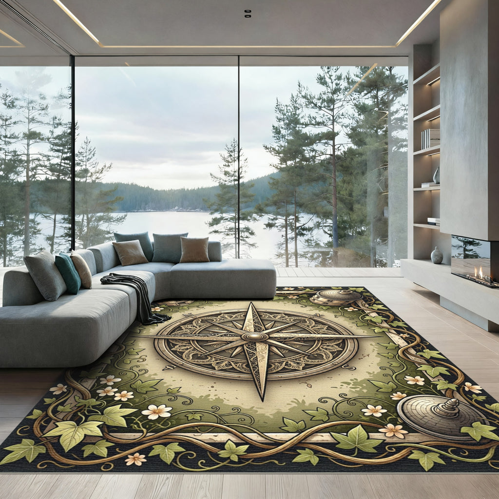 Enchanted Compass with Ivy Foliage Rug