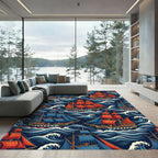 Dramatic Nautical Ship and Wave Scene Rug