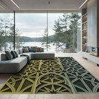 Golden Geometric Star Arch Wall Relief Rug