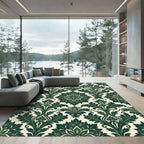 Emerald Green Damask Floral Medallion Rug