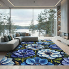 Blue Anemone Floral Coastal Meadow Rug