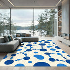 Navy Blue Connected Dots Abstract Rug
