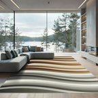 Earthy Tone Horizontal Wave Flow Rug