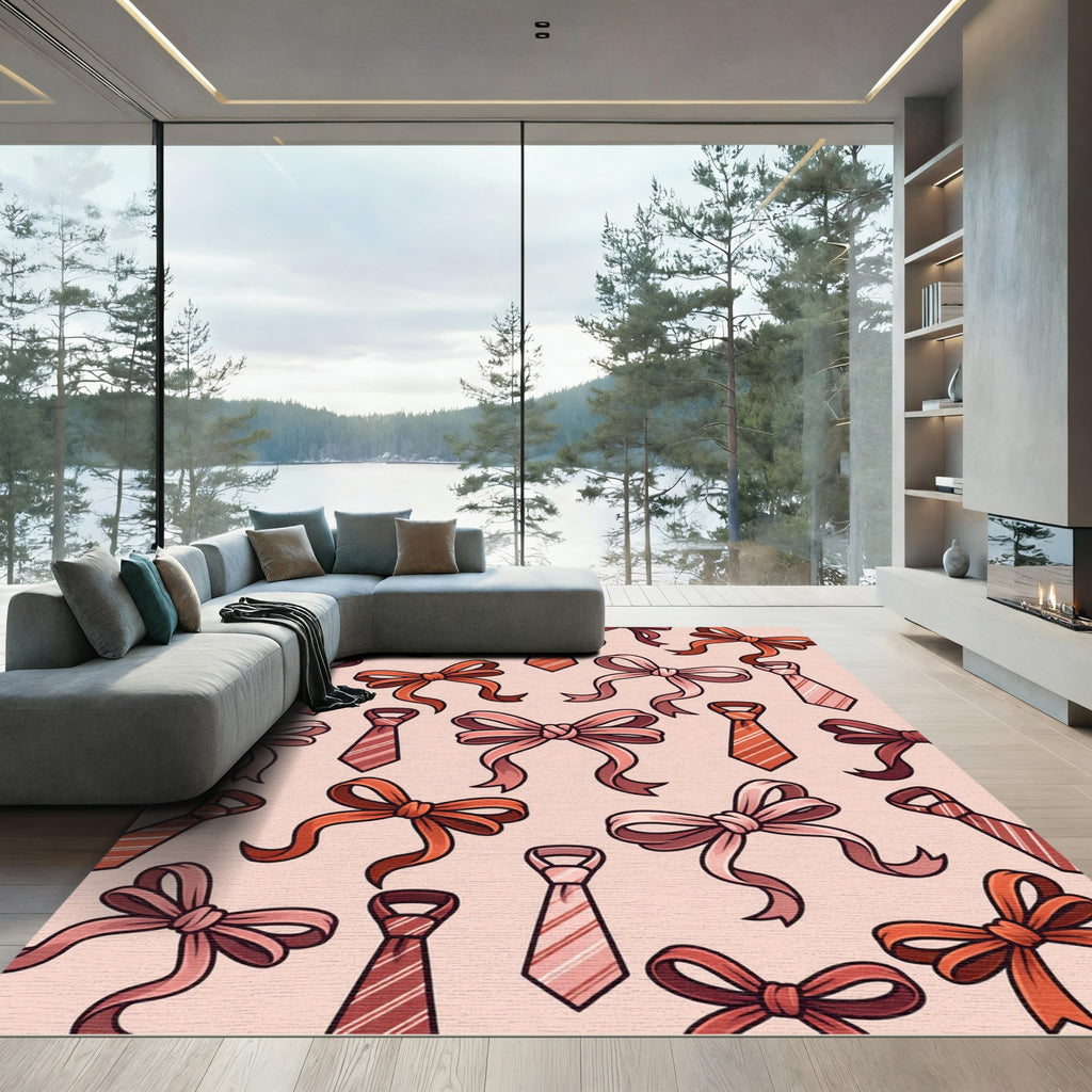Rose Pink Ties and Bows Rug