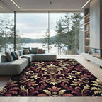 Regal Burgundy Gold Acanthus Swirls Rug