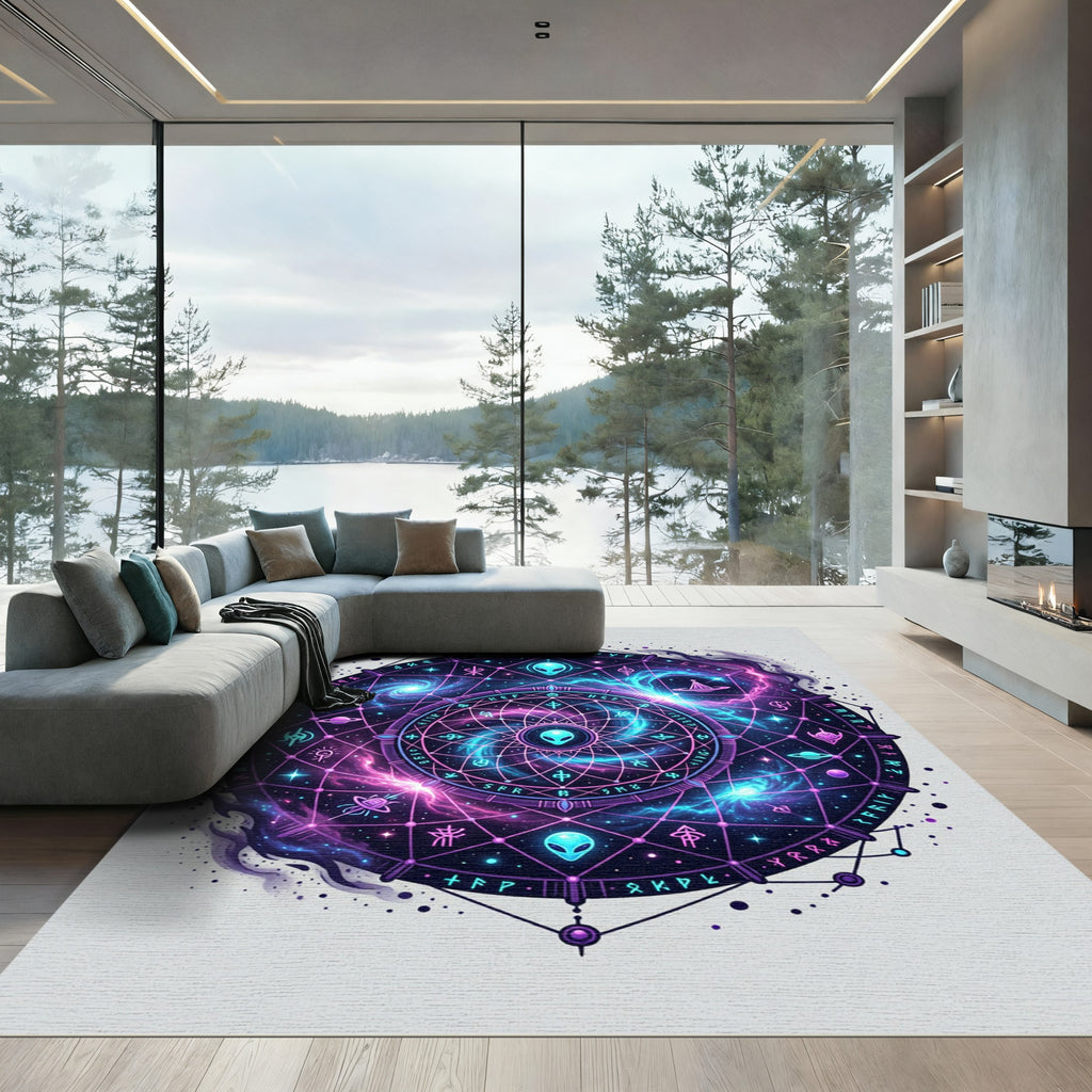 Celestial Alien Galaxy Sacred Geometry Rug
