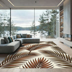 Earthy Brown Tropical Palm Fronds Rug