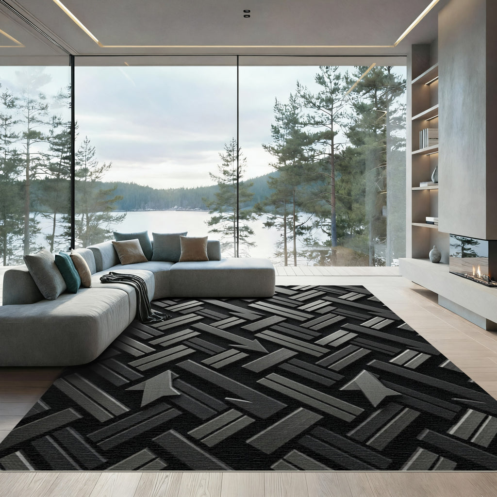 Monochromatic Abstract Directional Arrows Rug