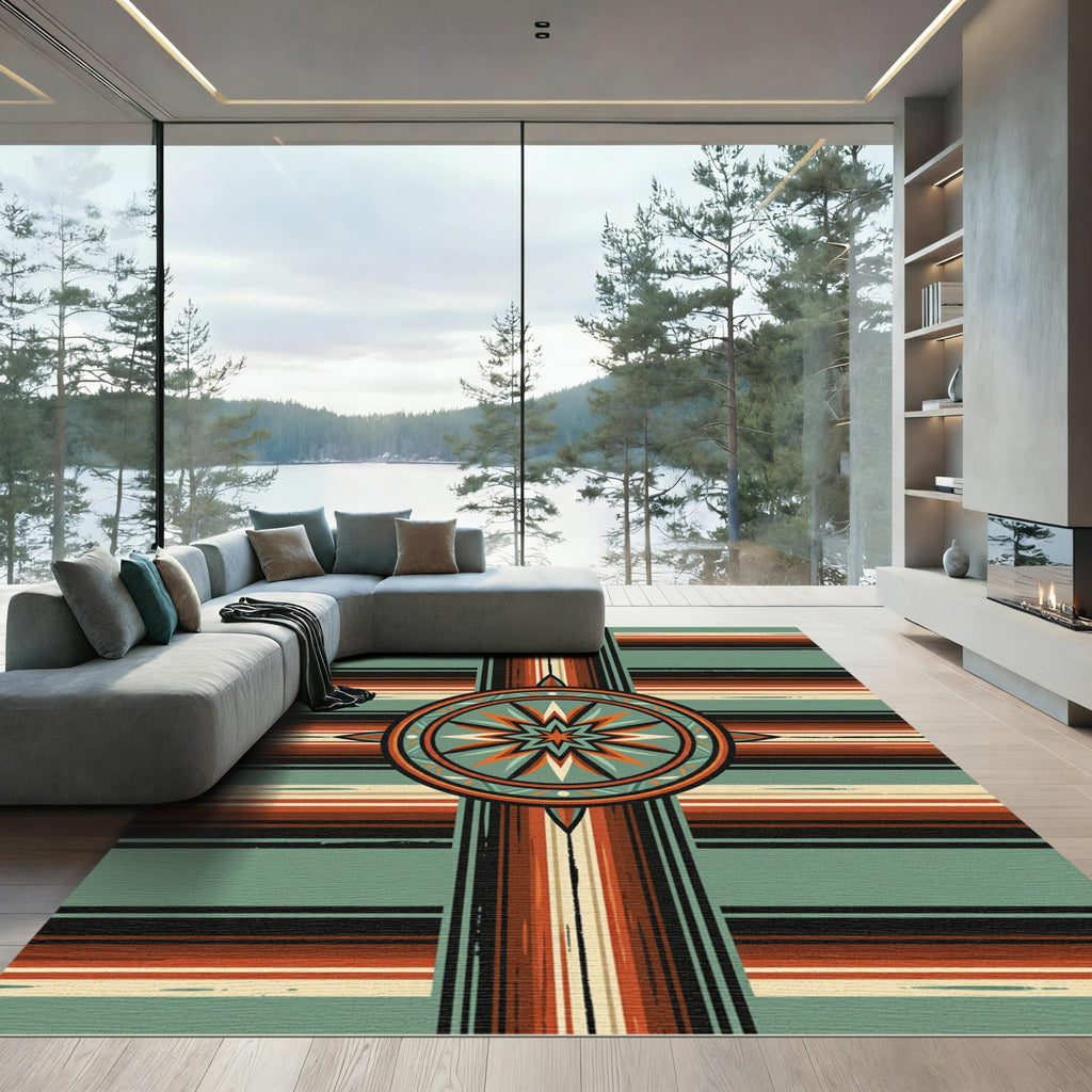 Earthy Southwest Geometric Star Medallion Rug