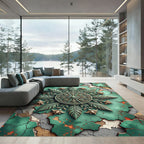 Emerald Starburst Floral Medallion Rug