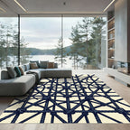 Navy Rope Netting Abstract Composition Rug