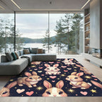 Cute Bunny Rabbit Starry Heart Sky Rug