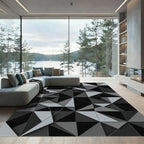 Monochromatic Geometric Abstract Angular Layers Rug