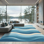Ocean Blue Wave Stripe Rug