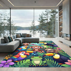 Vibrant Tropical Jungle Animal Forest Rug